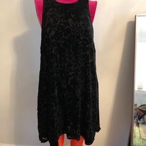 Dress black velvet bohemian fit flower design